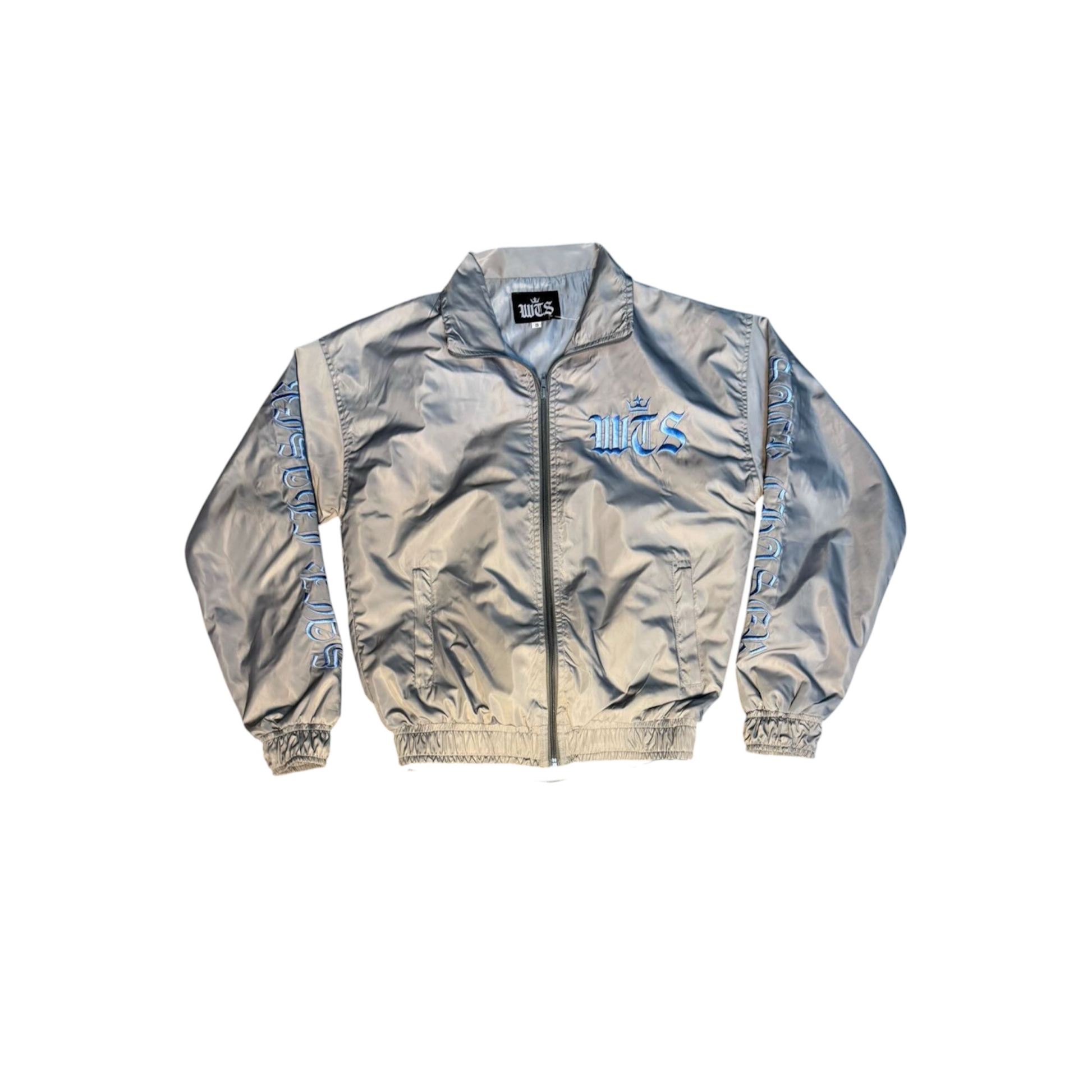 Men's Grey & Ice Blue Sack Chaser Windbreaker Jacket