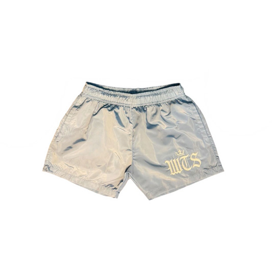 Women’s Ice Blue and White Sack Chaser Windbreaker Shorts 
